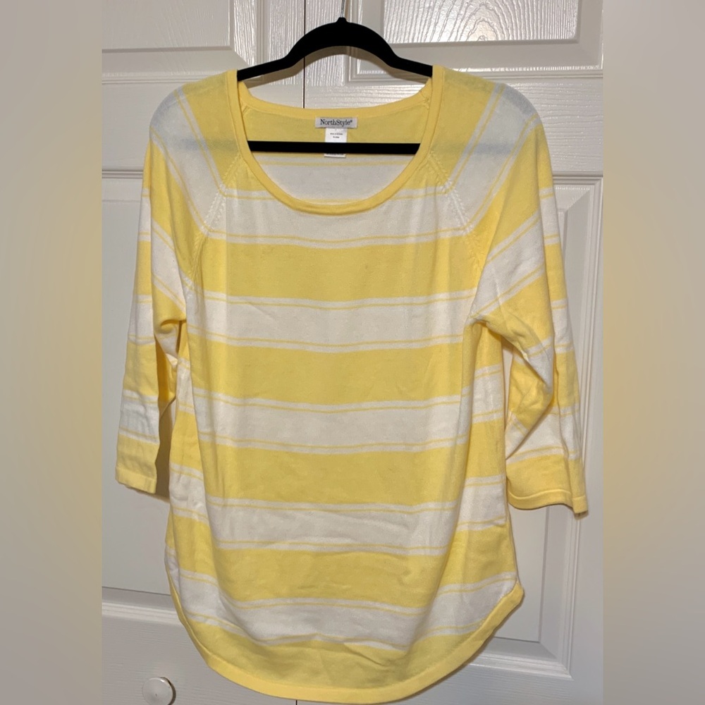 Yellow and White Striped Sweater